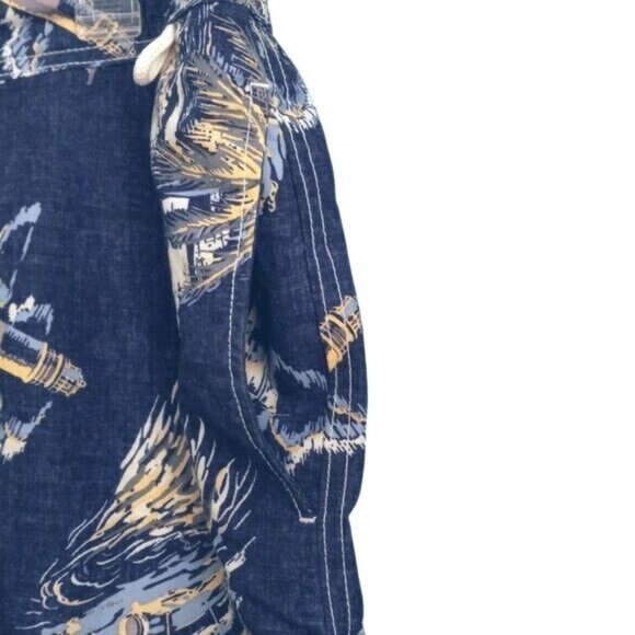 Lands End XXL 44-46 Mens Blue Swim Trunks Shorts Bathing Suit Island Beach Print - Picture 8 of 16